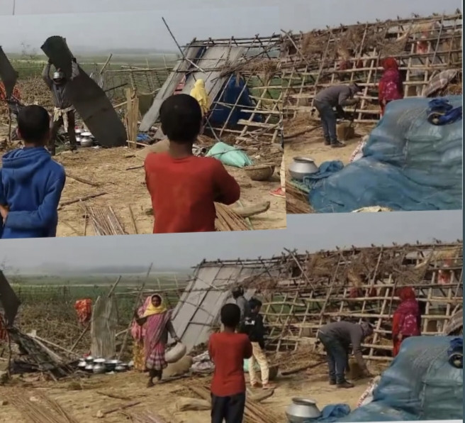 নিয়ামতপুরে অসহায় মহিলার বাড়ি দখল,লুটপাট